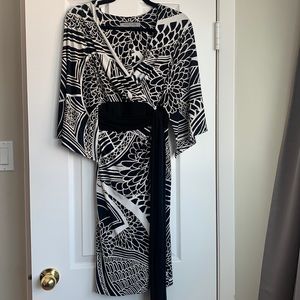 Anne Klein V Neck Faux Wrap Stretch Dress